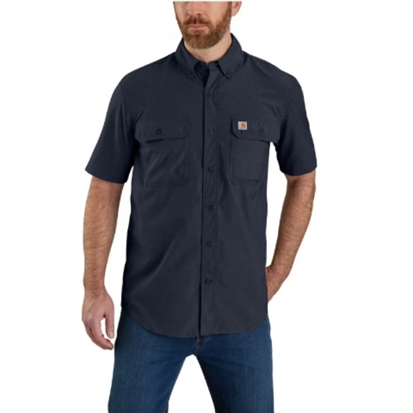 NWT🔥Carhartt Rigby Relaxed Fit XXL Button-down SS Men's Shirt in NAVY - Picture 2 of 8